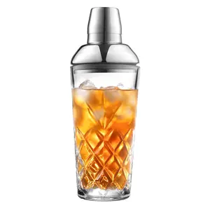 Royalty Art Kinsley Martini Shaker for Dirty Cocktails, Homemade Drinks, and Vintage Bartending with Stainless Steel Cap and Designer 24-oz. Glassware Tumbler, Crystal