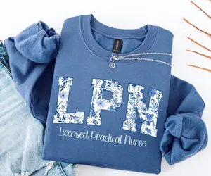 LPN Nurse T-Shirt / Sweatshirt , Licensed Practical Nurse Sweatshirt T-shirt , Blue Toile LPN Shirt Nurse Gift Lpn Nurse Appreciation Tee Nurse Week Tee LPN Graduation Medium