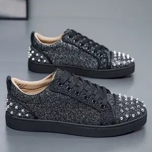 Shoes to buy 2026  Black Studded Creeper Sneaker casual athletic shoes, stylish and trendy street style, flat and comfortable.