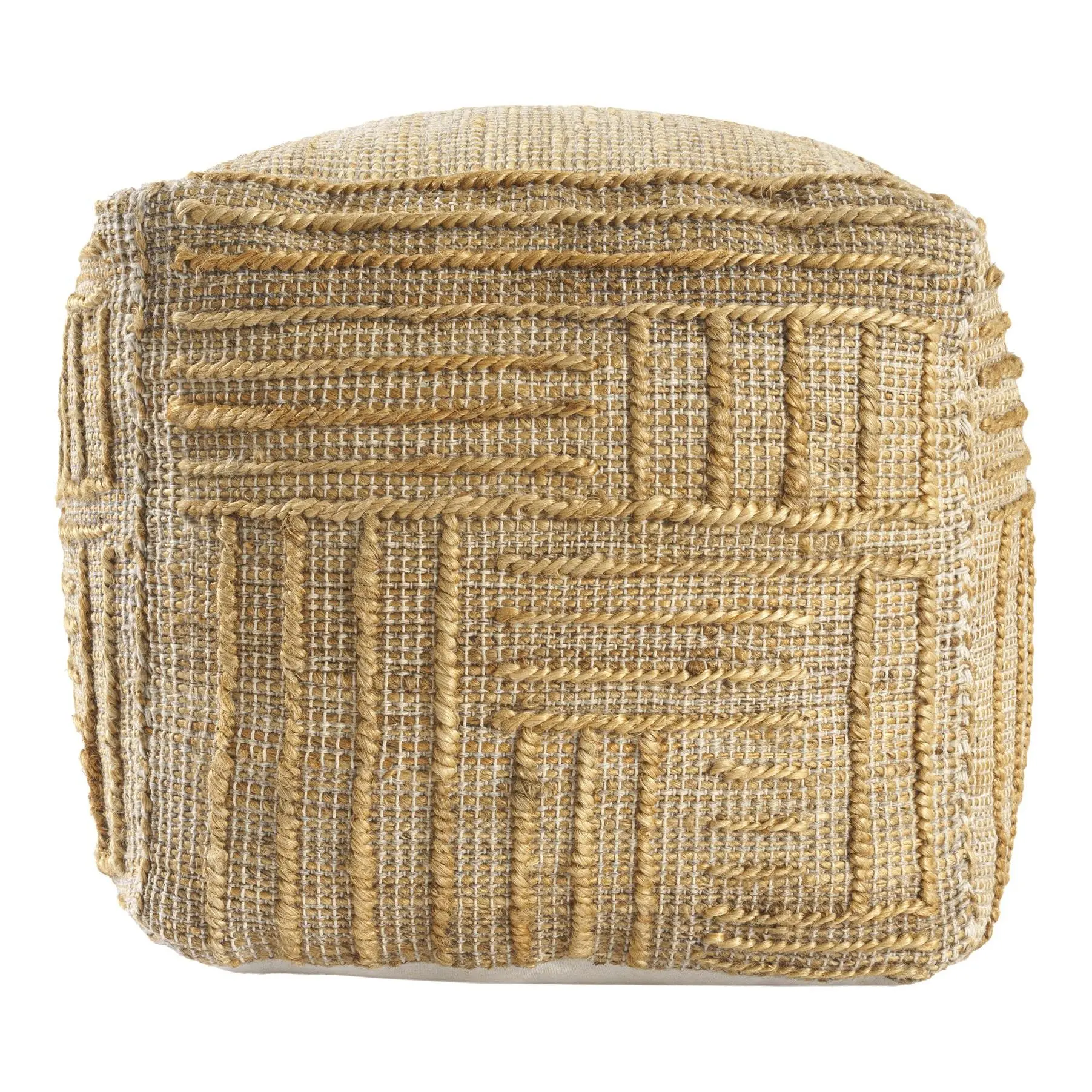 Ox Bay Striped Farmhouse Hand-Made Indoor PoufOttoman