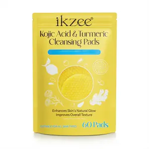 Ikzee Kojic Acid & Turmeric Cleansing Pads, Skincare Comfort (60 pads) Makeup Makeup Remover