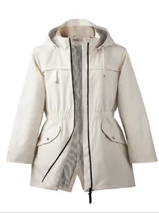Women's Lightweight Waterproof Long Hooded Trench Coat, Lined Breathable Windbreaker Travel Jacket for Spring & Fall