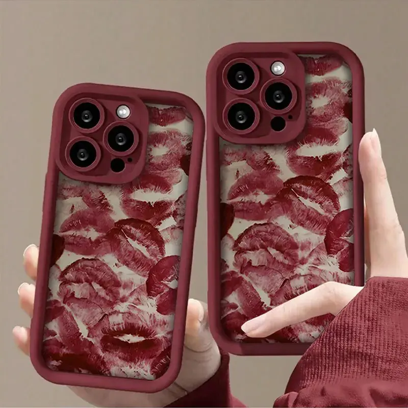 lip print phone case suitable for iPhone 17 16 Pro Max, 15, 14, 13, 12, 11 Pro Plus. IP13ProMax/IP14ProMax