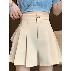 Plus Size Women's Fashion Elegant Shorts, High-Waisted Pleated Casual Daily Commute Elegant Shorts