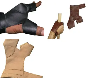 Bow Archery Shooting Protector 100% real Leather Y Gloves 2 Fingers Tab Guard