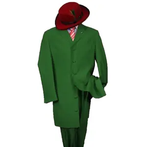 Mens 2PC Classic Long Fashion Zoot Suit in Olive Green