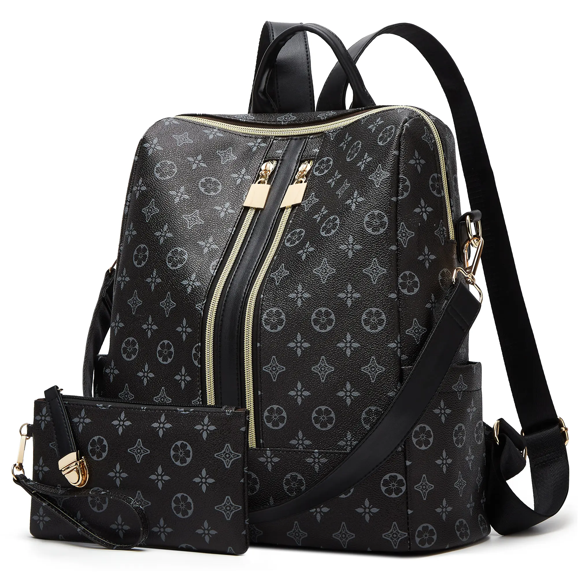 Backpack Purse for Women PU Leather Zipper Closure Shoulder Bag, Fashion Designer Daily Work & School Backpack with Laptop Compartment for Teachers, Travel Use, Daily Work Backpack