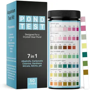 Pond Test Strips - 7-1 Pond Water Testing Kit with Ebook - Pond pH Test Kit with 50 Quick and Accurate Fish  Test Strips - 50 Test Strips by