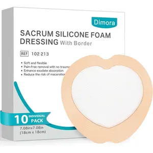 [Buy 2 Get 1 Free] Dimora Medical-Grade Silicone Sacral Foam Dressing, Sacral Silicone Foam Dressing with Border, Waterproof Bed Sore Dressing (7.08" × 7.08"), Chronic Wound Care for Bedridden Patients, Pain-Free Dressing Changes for Pressure Ulcers