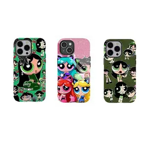 P0w3rpuff Girls Cartoon Phone Case,green Shockproof Protective Cover,Durable Design Compatible for iPhone 17 Pro Max 16/15/14/13/12/11 Pro Max Plus and for SamsungS25,S24,S23,S22,Aesthetic phone Cover,buttercup smartphone Protection cover