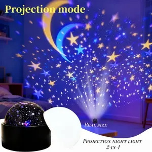 1pc2in1 Star Moon Projection USB Decorative Lamp, Galaxy Sky Atmosphere Light, Indoor Ceiling Wall Projector, Multiple Color Changes, Aurora Projector Lamp