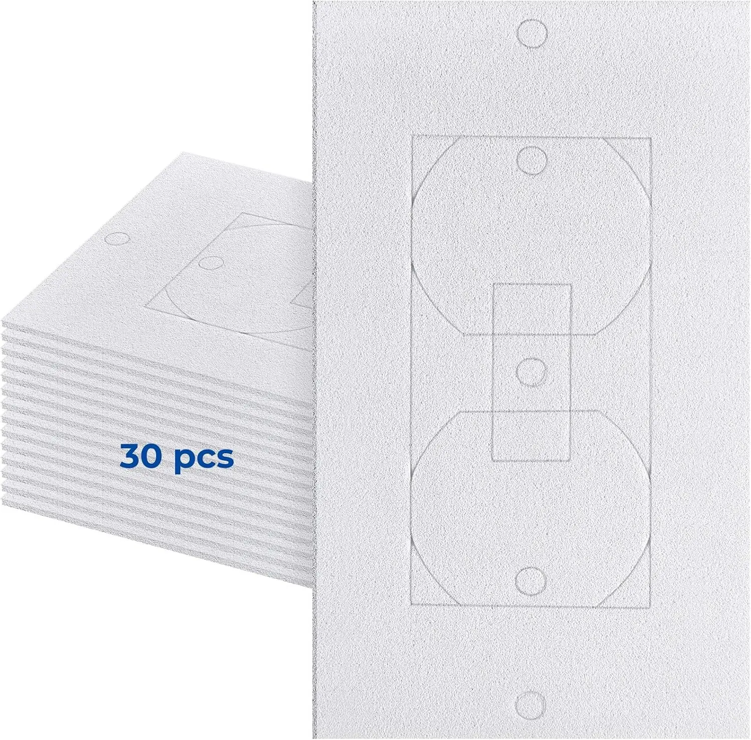 Wall Insulation Outlet Insulators Draft Sealers, 30 Pack Electrical Outlet Insulation Pads, EVA Foam Gasket for Wall, Light, Switch Socket Cover Compatible with Duplex Toggle Rocker (30Pack White)