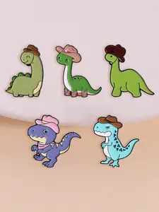 Western Cowboy Dinosaur Enamel Pins Set, Cute Fun Badge Accessories, Gift for Dinosaur Lovers and Kids, Daily Healing Jewelry