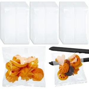 200 count Heat Seal Cookie Bags 4 x 6" Clear Cellophane Cookie Bags Flat Edge for   Candy Desserts Snack Packs for  Giving