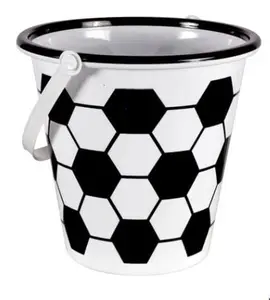 Retail SG - (2) Soccer Printed Easter Egg Gathering pails Halloween Birthday Buckets Basket Sports Open Grid 8.375x7.875 in. Bonus Sport Eggs + Candy Treats (2 Soccer Baskets)