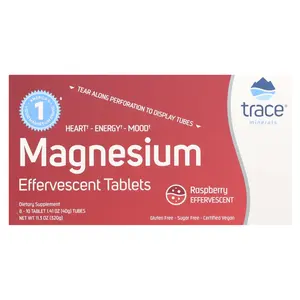 Trace Magnesium Effervescent Tablets, Raspberry, 8 Tubes, 10 Tablets Each
