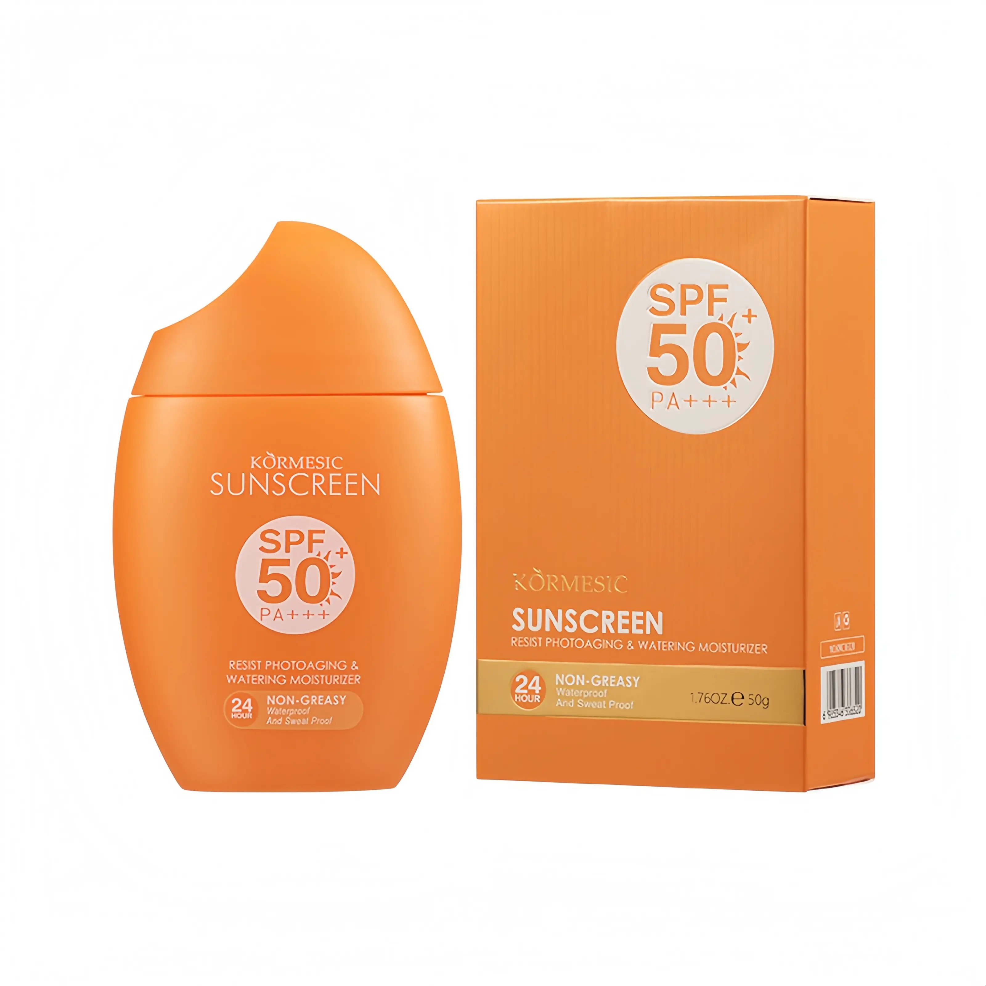 SPF 50 PA+++ Lightweight Sunscreen, Daily UV Protection, Prevent Sunburn & Tanning, Hydrating Non-Greasy Formula, No White Cast, Easy to Spread, Waterproof & Sweat Resistant