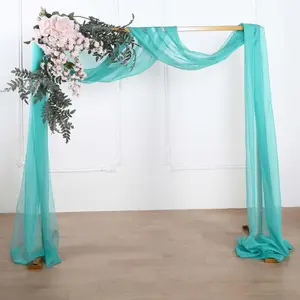 Turquoise Sheer Organza Wedding Arch Draping Fabric, Long Curtain Backdrop Window Scarf Valance 18ft