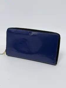 Pre-owned Celine leather Wallet Large Zip Around Blue ZS005CE