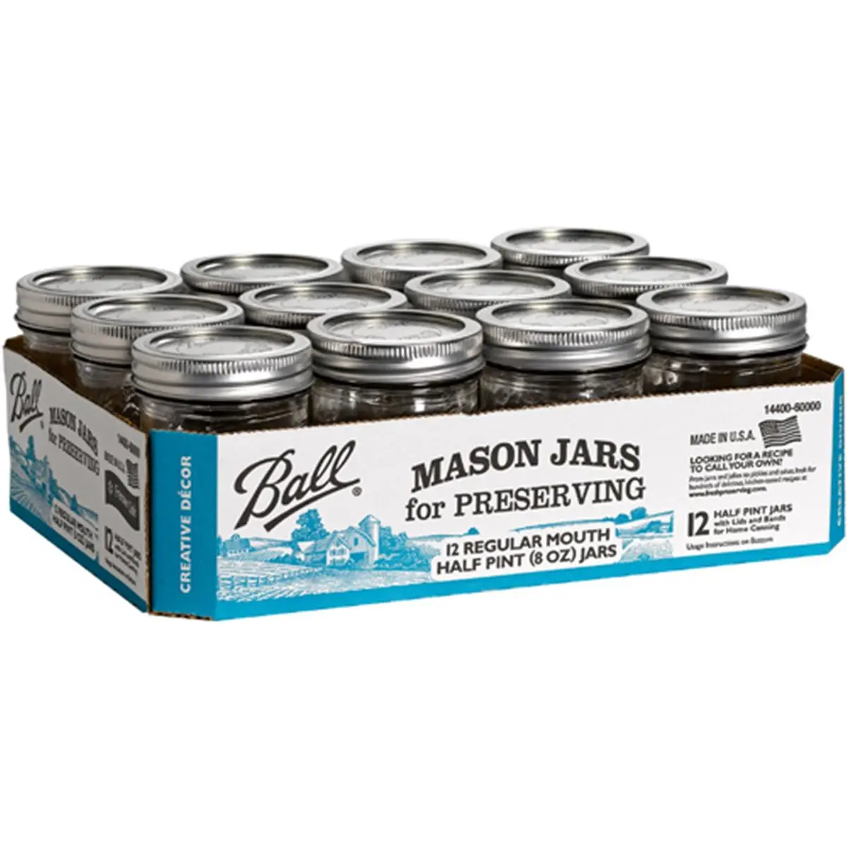 212 MAIN Regular 16oz Glass Storage Container - Ball BG10644 Airtight Container Set, 1x12 CT Sealed Lid Jars for Commercial Kitchen Restaurant Furniture Jams Use, Canister, Freeze Up To 1 Year