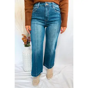 Sophie High Rise Wide Leg Risen Jeans - Dark