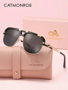 CATMONROE Retro Luxury PC Material Square Sunglasses, Suitable For Both Men And Women, Suitable For Outdoor Cycling, Driving, Sun Protection, Travel, Dating, Photography, And Summer Versatile Gifts