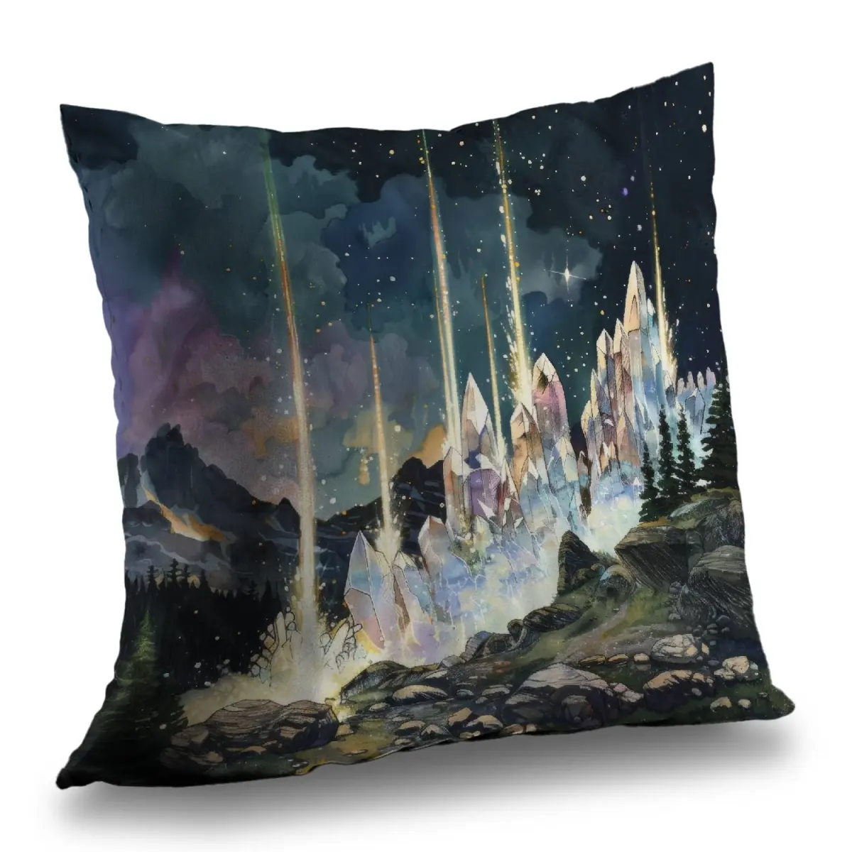 MWW C1PT18184NHL02 18x18 in. Magical Beams Purple Polyester Twill Throw Pillow - Home Decor Insert, Magic-Themed Standard Pillow, Magic-Themed Standard Pillows