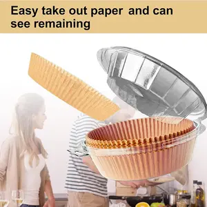 Air Fryer Liners, Heavy-Duty Non-Stick Oil-Resistant, Disposable Compostable Parchment Paper for 5-8 QT Round – Baking, Roasting, Microwave, Oven, Bakeware, Utensils, Wood Kitchen