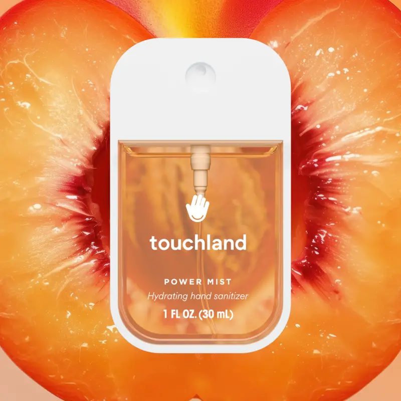 Touchland Velvet Peach Power Mist Hand Sanitizer, Fruity Floral, Hydrating, Sanitizing & Delicately Scented, 1 Fl Oz