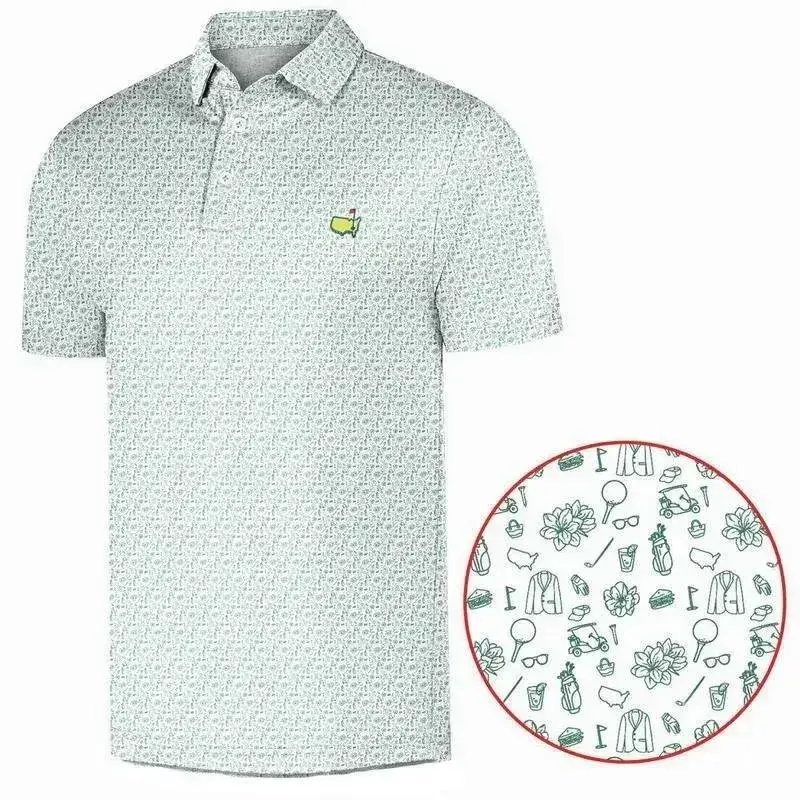 Masters Clean Green Stripe Golf Polo Shirt Fan-made Sleeve Outdoors Menswear Gift