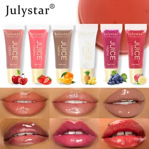 Julystar 6-color fruit-flavored lip gloss, moisturizing and nourishing mirror-like lip gloss, natural and long-lasting, plump lip moisturizing and lustrous lip gloss.