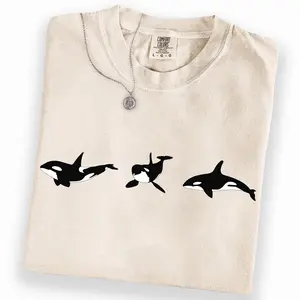Comfort Colors Orca Tee, Minimalist Killer Whale Tee, Ocean Animal Graphic T-Shirt, Marine Life Lover Gift