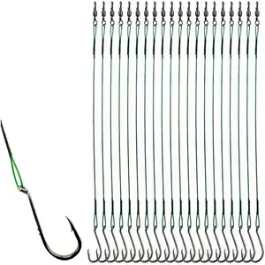 20pcs Bait Holder Octopus Fishing Hooks Rigs Saltwater Steel Leader Wire with 2 Barbs Offset Hooks for Catfish Bass Size 1/0 10.9"