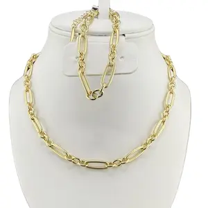 Gold Plated Paperclips Set of Necklaces and Bracelets 18 to 20 Inches for Women