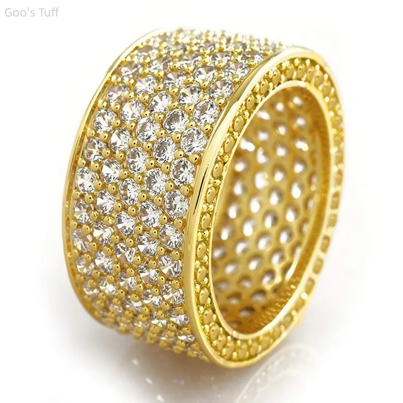 Copper Metal Finger Ring, Secure Inlaid Sparkling Cubic Zirconia Jewelry, Sturdy Durable Frame, High-Shine Lightweight Comfortable Statement Accessory for Casual, Night Out, Daily Gifting