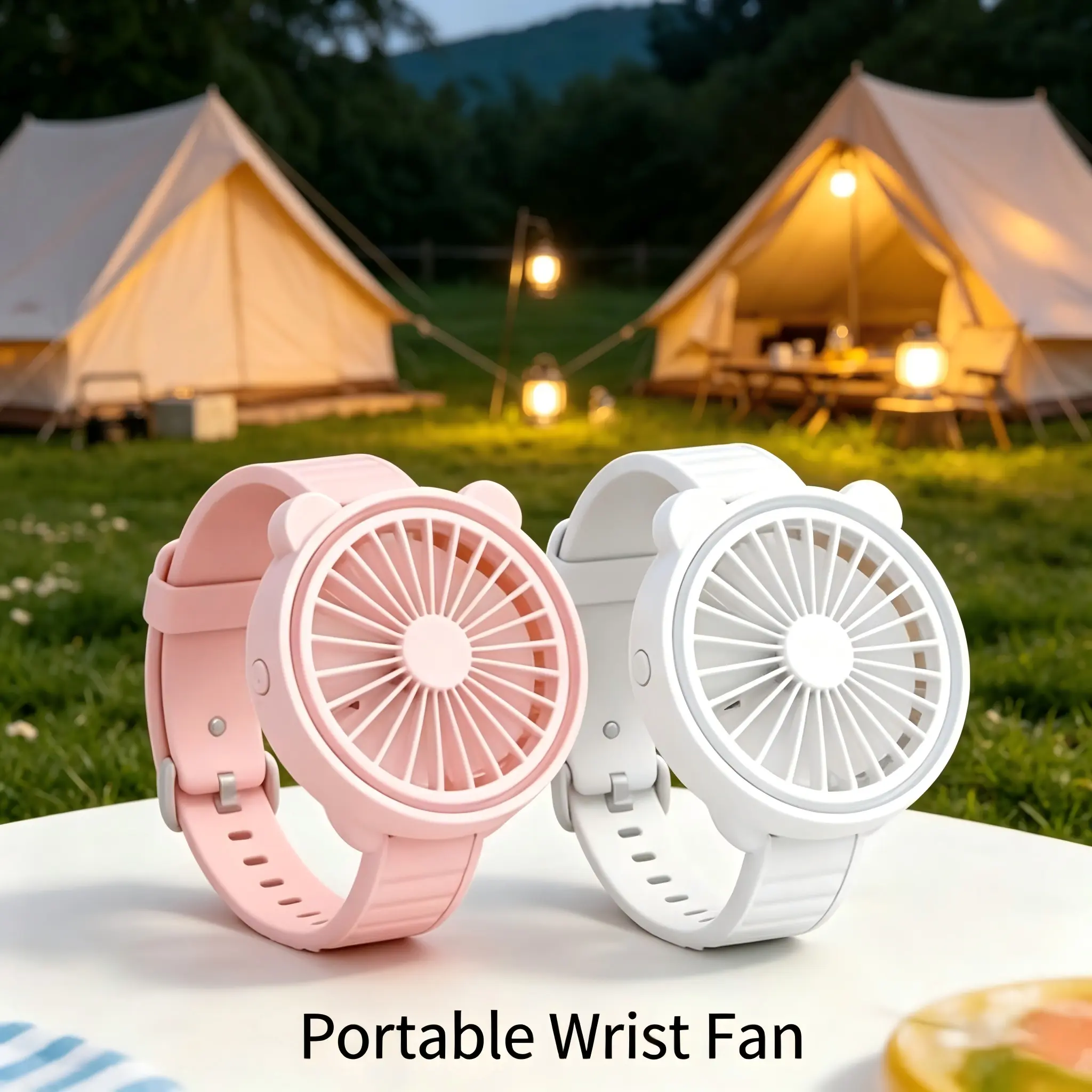 Portable USB Rechargeable Wrist Fan Mini Wearable Hand Fan 3-Speed Adjustable Cooling Fan for Camping Hiking Travel Outdoor Sports