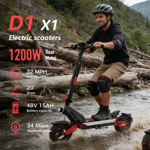 【ZWHEEL】D3 X1 Off-Road Electric Scooter, Single-Rear Motor 1200W, Top Speed 32 MPH, Max Range 34 Miles, Premium Lithium Battery, 10 inch Tubeless Tires, Dual Suspension System, Lightweight, Foldable Smart Electric Scooter, Summer Vibes