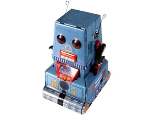 SHAN MS371 Wind-Up Collectible Tin Robot Toy (Farm Animal & Poultry Supplies Line), 4h x 2.75w x 2.25d in., Recommended for Adult Collectors