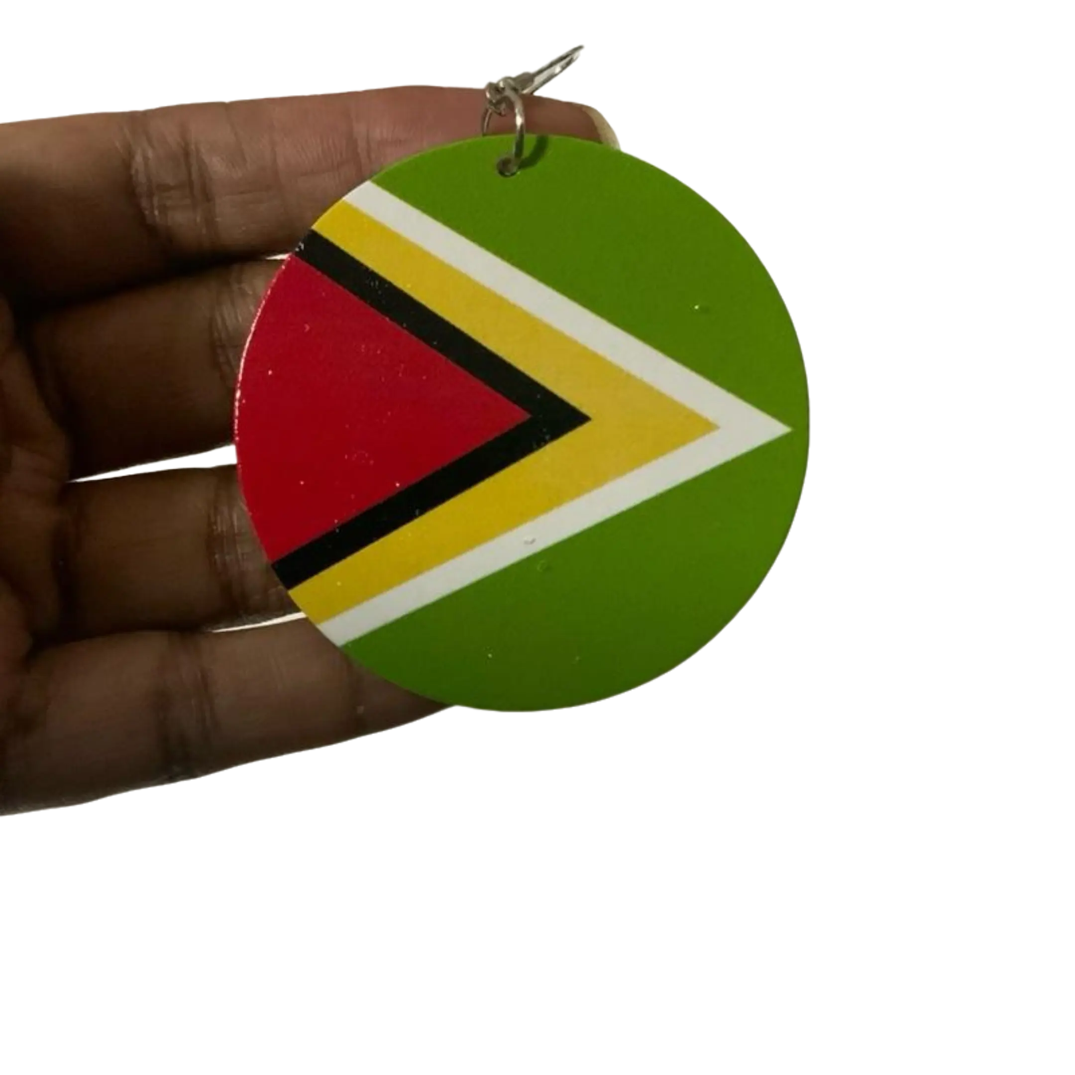Guyana flag wooden earrings statement jewelry jewellery