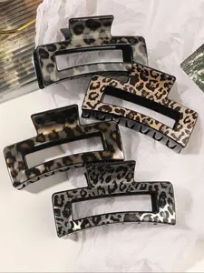 Women Fashion Leopard Print Hair Clips Set, Goddess Hair Clip, Anti-Slip Acrylic Animal Pattern Accessories, Hair Claws, Suitable for Thick Thin Hair, Daily Commute Party Travel