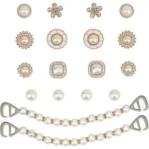 Bling Shoe Charms Cute Shoes Decorations for Women Pearl Chains Pink Shoe Accessories Flower Shoe Charm DIY Own Style