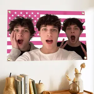 Stonilo Twins Flag 3X5Ft Sturniolo Funny Pink American Tapestry for Gifts Souvenirs Bedroom College Dorm Room Concert Bar Decorations with 4 Brass Grommets