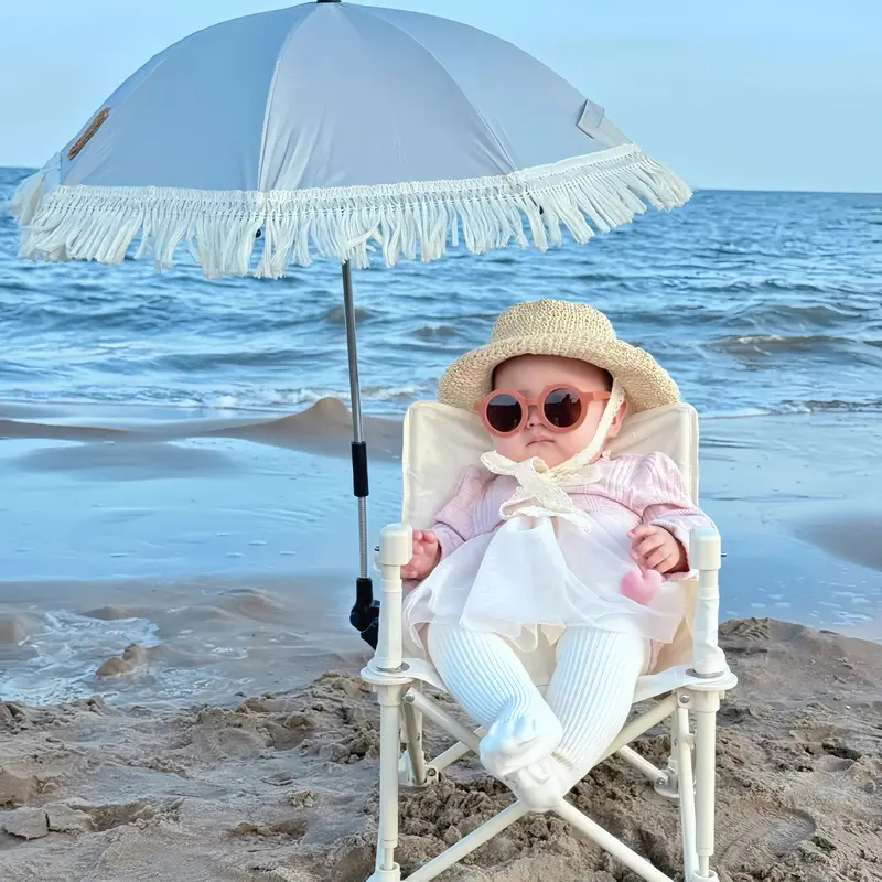 [SummerVibes] 3-in-1 Foldable Convertible 3-Stage Toddler Beach Chair - Compact Fold, Carry-Bag Ready, Removable Tray, UPF 50+ Sun Canopy, Storage Pocket, 37lbs Max Weight, Unisex, No Baby Showers Use, Lightweight Outdoor, Safe for Sand, Camping