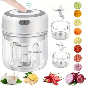 Electric Garlic Chopper Mini Portable 250ML Cordless Food Processor for Ginger, Chili, Fruits, Meat, and More, Kitchen Gadget for Home Use Outdoorfun