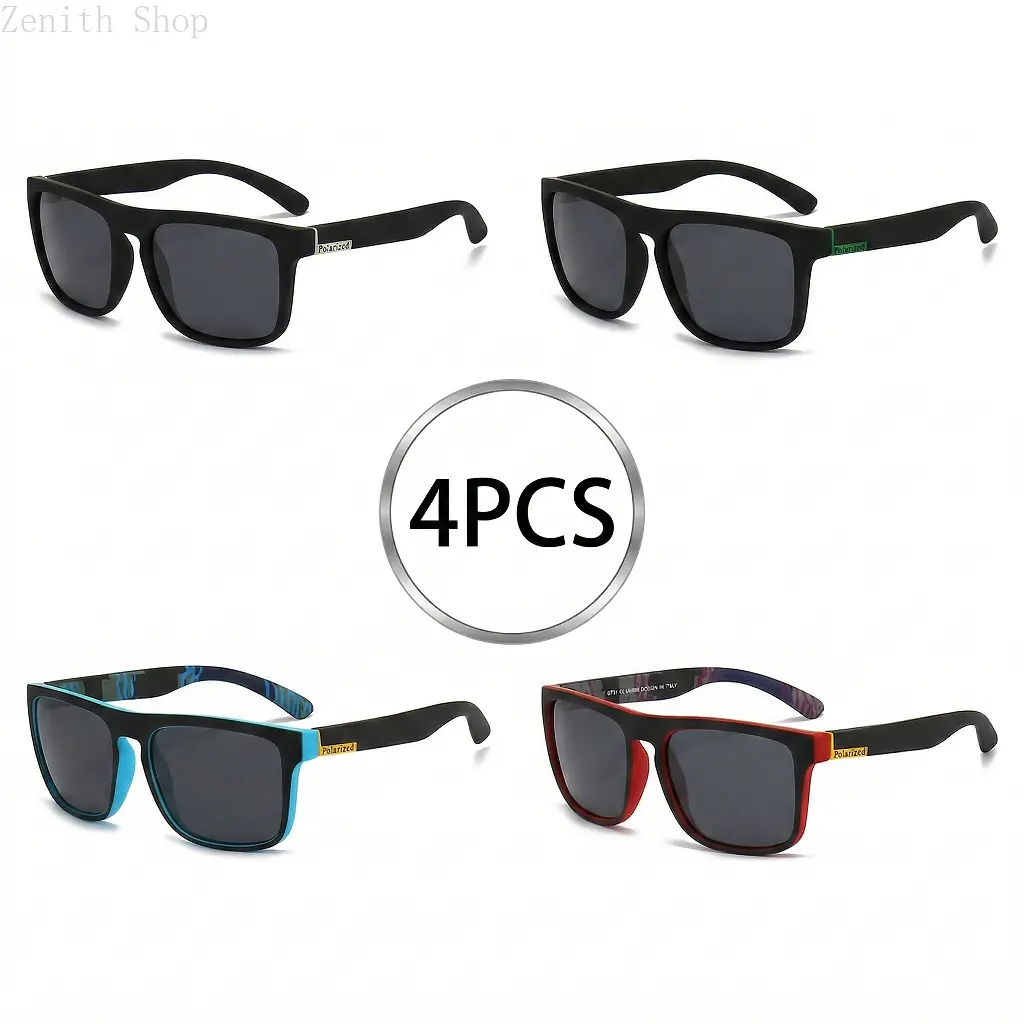 Zenith Shop 4-Pack Fashion Vintage Square Polarized Sunglasses for Men Women UV400 Protection Driving Fishing Luxury Brand Designer Sun Glasses summerwins,summerwins