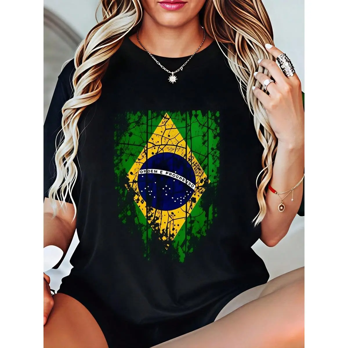 Brazil Flag, Women's T-Shirt, National Pride Design, Pure Cotton T-Shirt, Summer Wear, Independence Day Celebration, Gift For Friends