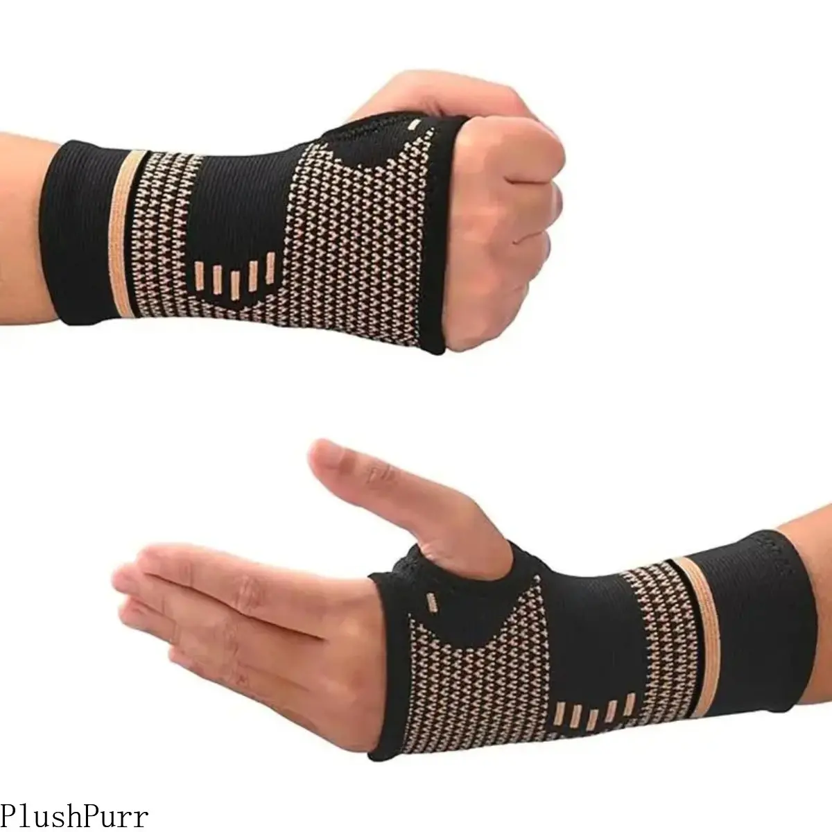 Luggage & Bag Accessory 2-Pack Copper Wrist Compression Sleeves - Breathable Wrist Brace, Unisex Adult Athletic Sports Support, 1-Size Healthcare Brace for Arthritis, Tendonitis (Complements Bag Straps & Chains)