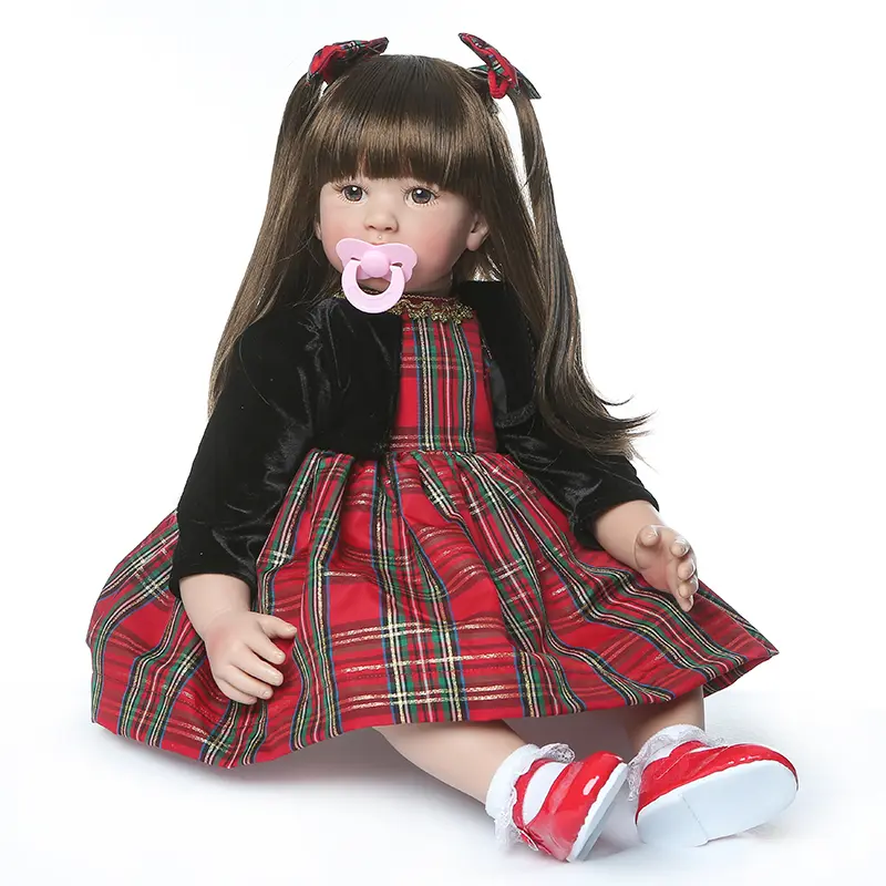 Reborn Toddler Dolls 24 Inch 60cm Realistic Dolls Toddler Girl Real Life Like Looking Baby Dolls That Look Real Bebes Reborn Babies with Wig Hair and Toys 2 Piece Clothes Set