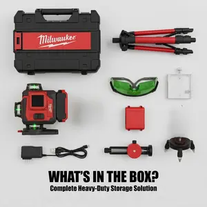 Milwaukee 360° 16-Line Green Laser Level Kit | ±0.3mm/10m Precision | Cross Line Tool 360 leveling self 4 d beam horizontal professional power