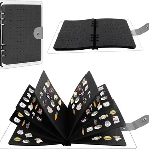 Portable Felt Storage Box Enamel Pin Display Book, 8 Pages 350 Holes, Organizer Folder, Ideal for Collectors and Crafters